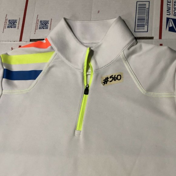 Adidas Golf Mens Tri-Color White 1/4 Zip Long Sleeve Breathable Sweater - Picture 4 of 7